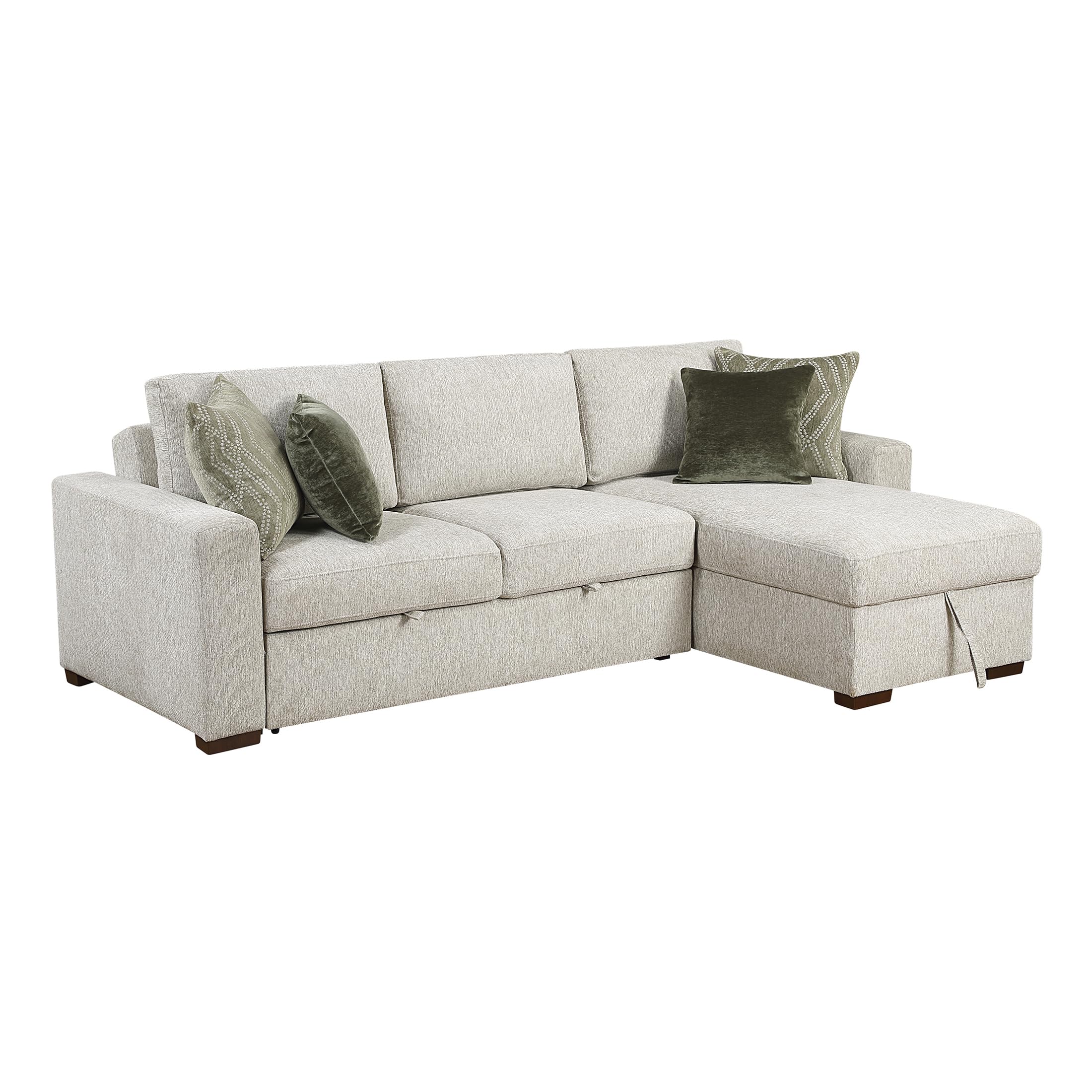 Lexicon 110.5 Inch Sectional Couches For Living Room-Modular Sectional Sofa with Pull Out Bed, 4 Pillows, Convertible Reversible Storage Chaise, Adjustable Backrests, L Shaped 3 Seater,Microfiber Sand - Image 11