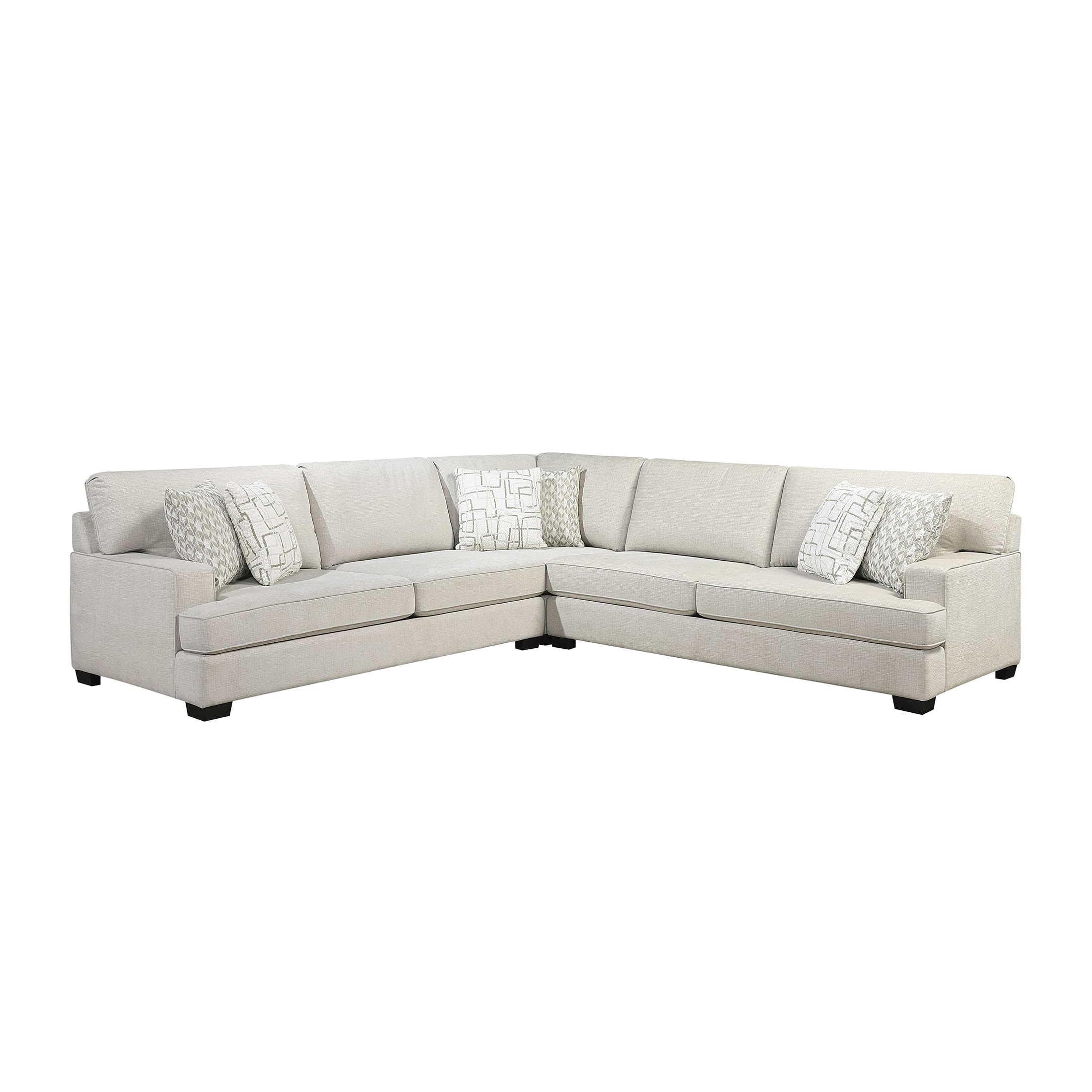 Lexicon 3-Piece Chenille Sectional Sofa with Reversible Cushions, Removable Cushion Covers, 6 Accent Pillows, 131 Inch Modern L-Shaped Sectional Couch for Living Room, 5 Seater, Beige - Image 5