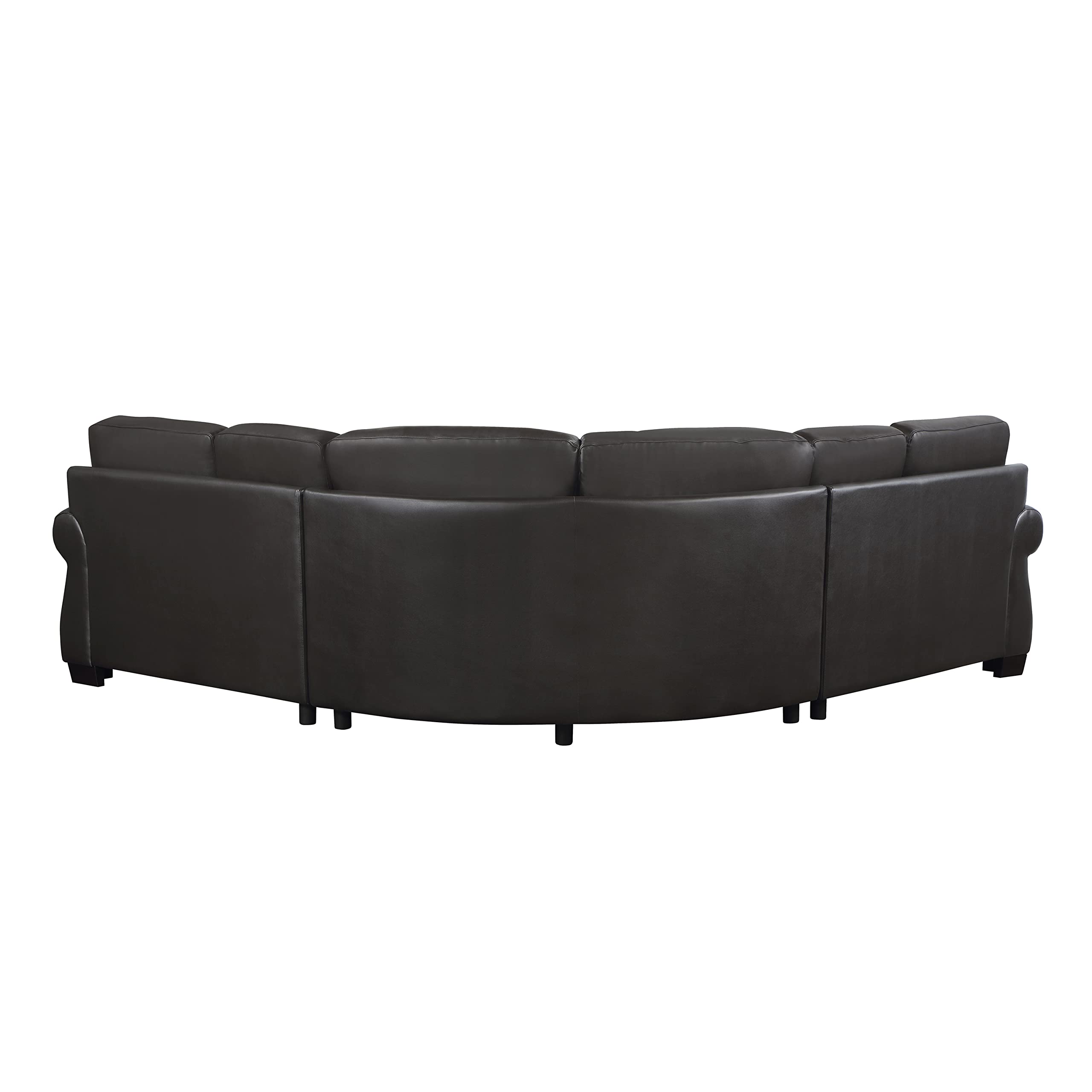 Lexicon Leather Couch, Leather Sectional Couches for Living Room, L Shape Couch with Rolled Arms and Nailhead Trim, L Shape Sectional Couch for Living Room and Office, Dark Brown - Image 5
