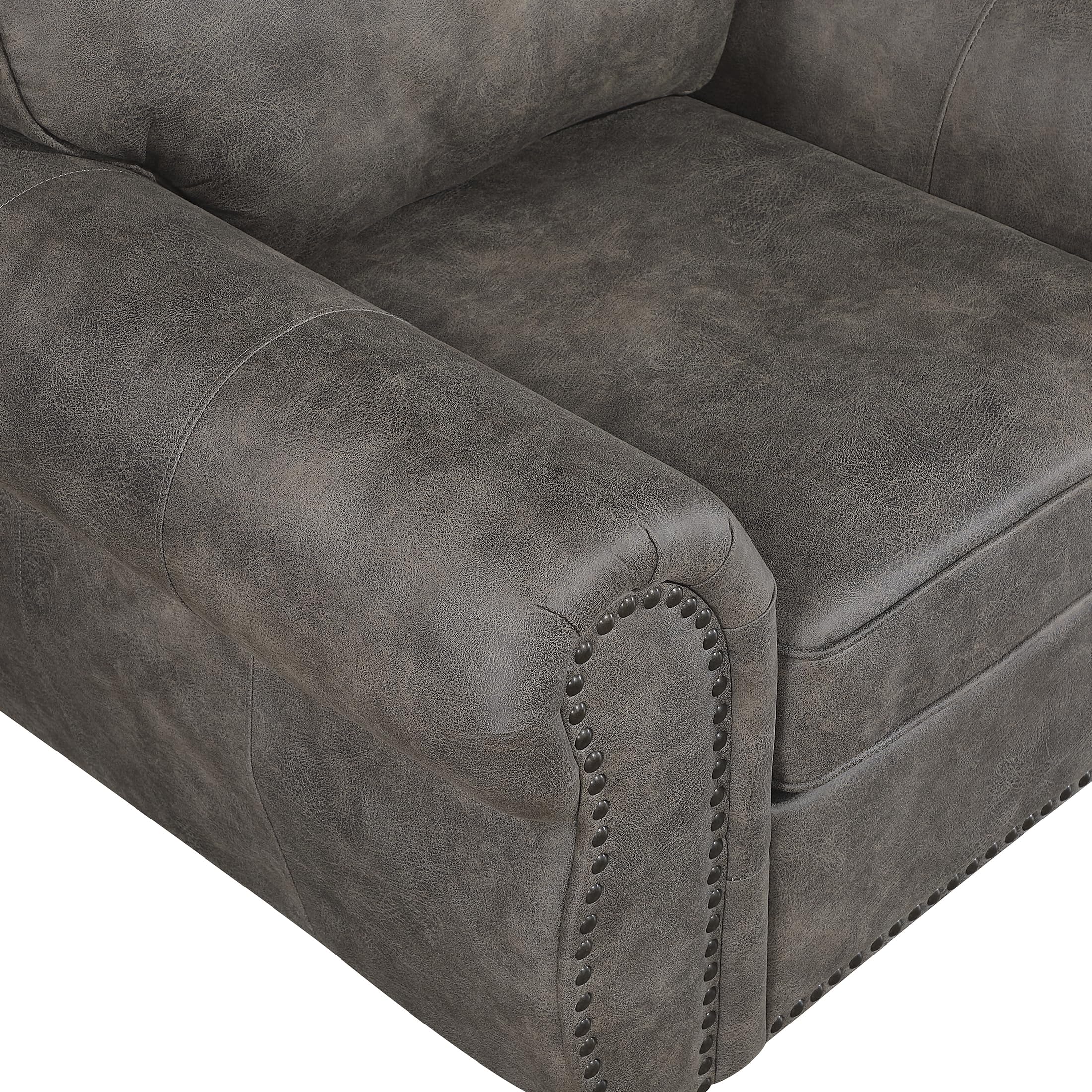 Lexicon Living Room Accent Chair - Polished Microfiber Upholstered Armchair, Rolled Arms, Reversible Cushions, Removable Cushion Covers, Comfy Chair for Bedroom/Office/Apartment, Brownish Gray - Image 10