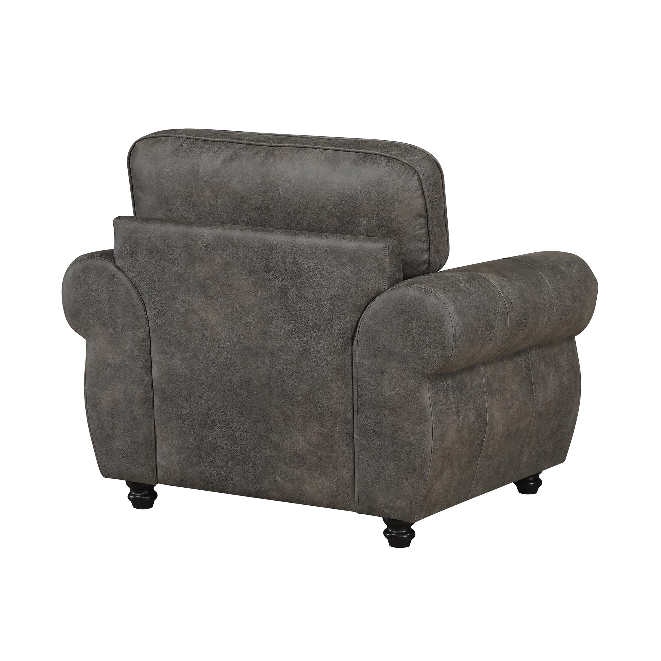 Lexicon Living Room Accent Chair - Polished Microfiber Upholstered Armchair, Rolled Arms, Reversible Cushions, Removable Cushion Covers, Comfy Chair for Bedroom/Office/Apartment, Brownish Gray - Image 9