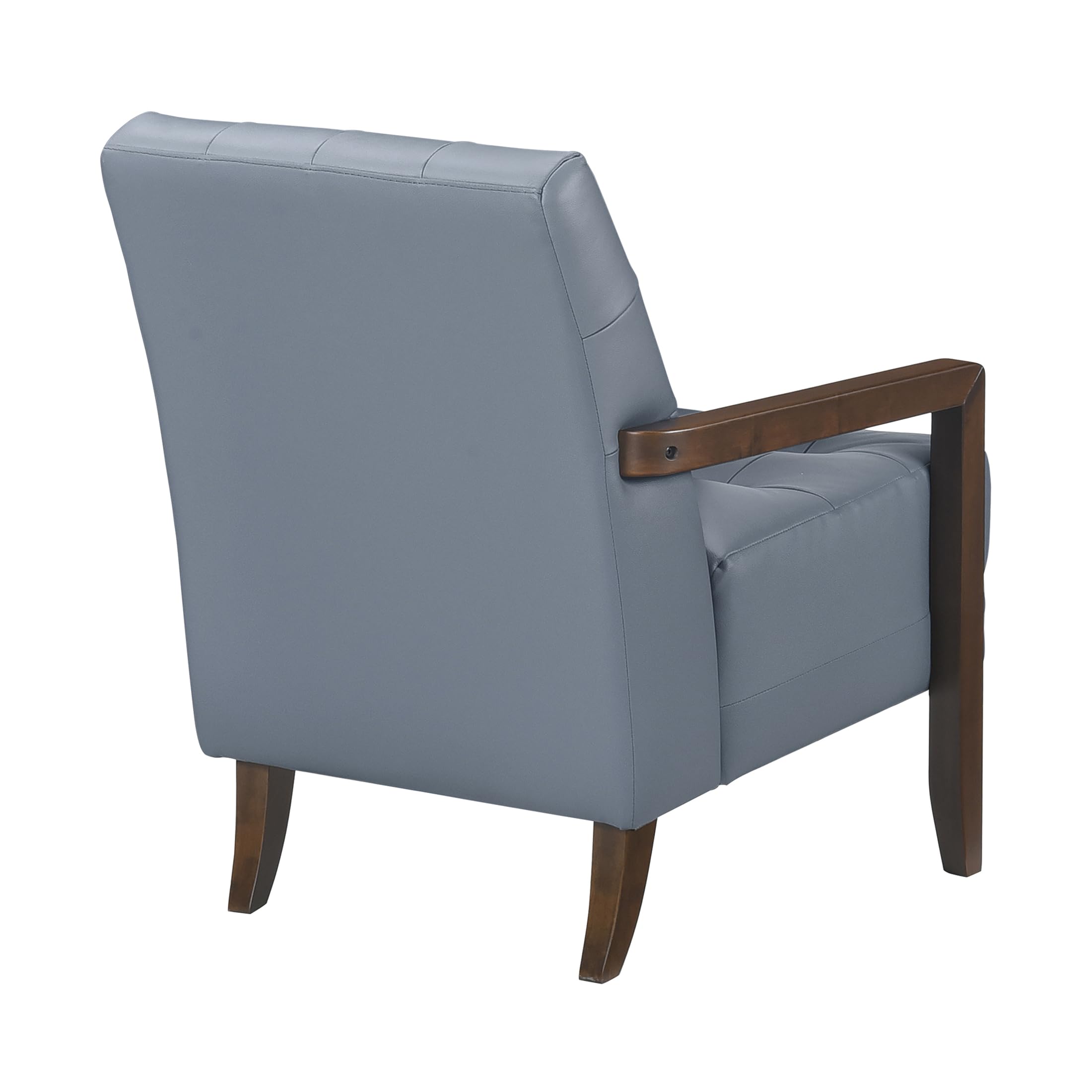 Lexicon Modern Accent Chair, Luxury Genuine Leather Match Living Room Chair with Tufted Cushions, Solid Wood Frame and Arm Rest, Comfy Upholstered Single Seat for Bedroom/Reading/Office, Blue - Image 8