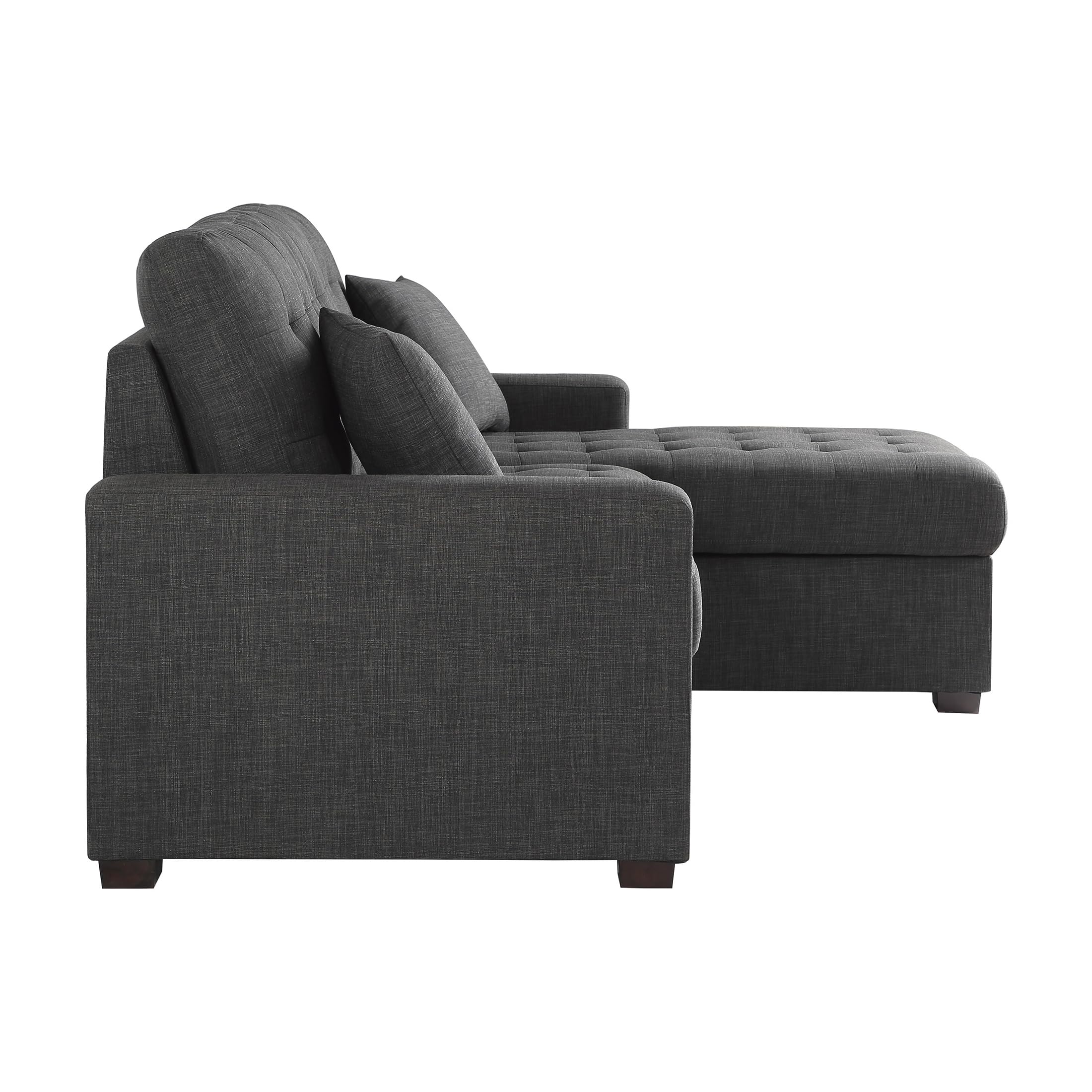 Lexicon Sectional Couches for Living Room, L Shaped Couch with Right Storage Chaise and Pull Out Sofa Bed, Sleeper Sofa, Sectional Sleeper Sofa Bed, Textured Fabric Chaise Lounge Sofa, Dark Gray - Image 6