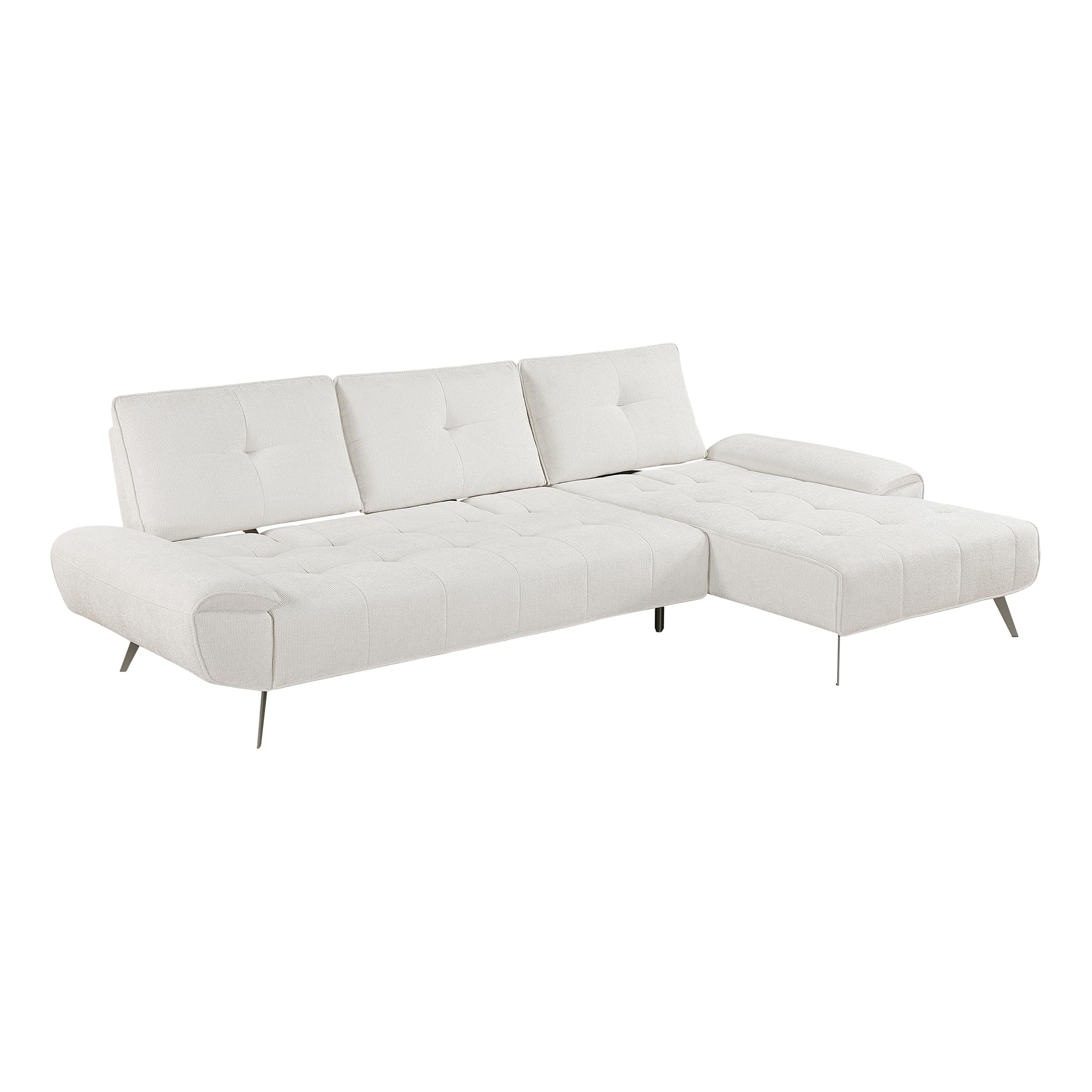 Lexicon Sectional Sofa Bed, Chenille L Shaped Sofa with Right Chaise with Adjustable Backrests for Dual Seat Depth, Tufted Cushion, Metal Legs, Sectional Couch for Living Room/Apartment, Beige - Image 10