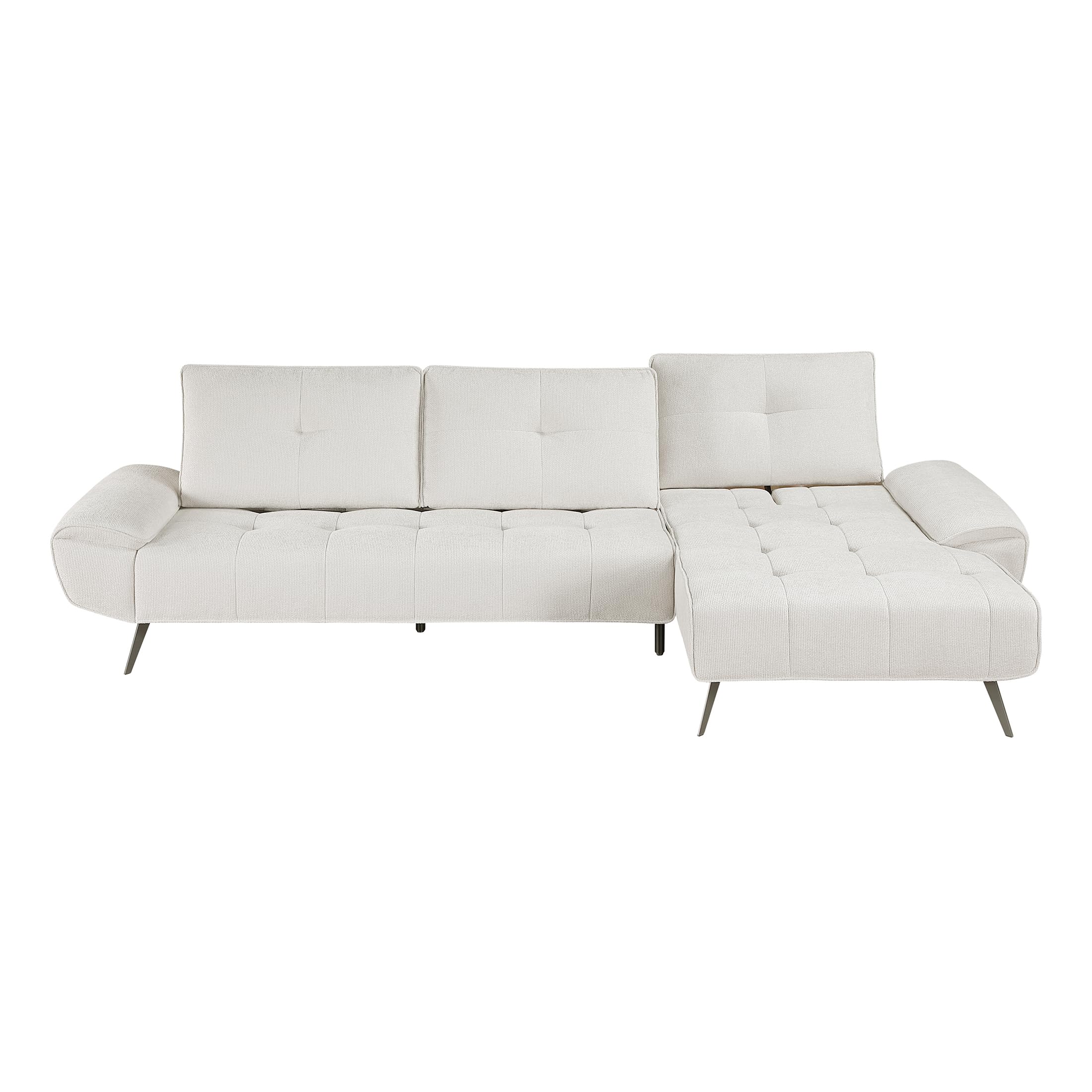 Lexicon Sectional Sofa Bed, Chenille L Shaped Sofa with Right Chaise with Adjustable Backrests for Dual Seat Depth, Tufted Cushion, Metal Legs, Sectional Couch for Living Room/Apartment, Beige - Image 11
