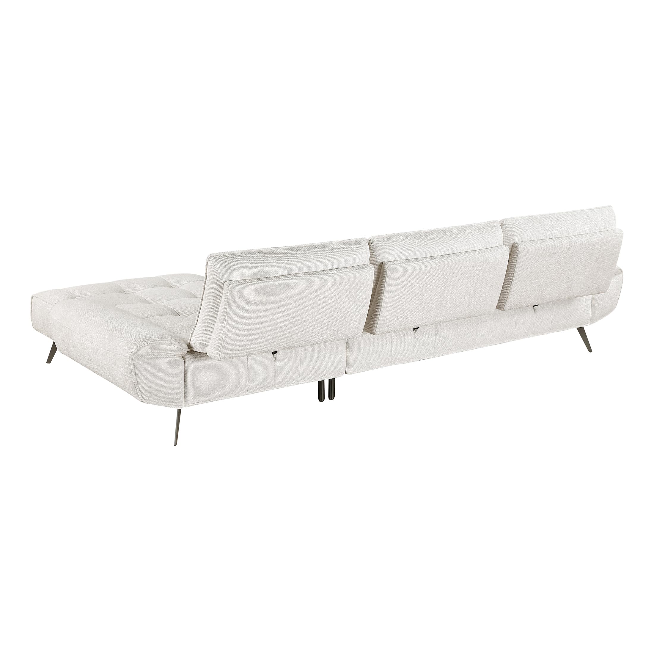 Lexicon Sectional Sofa Bed, Chenille L Shaped Sofa with Right Chaise with Adjustable Backrests for Dual Seat Depth, Tufted Cushion, Metal Legs, Sectional Couch for Living Room/Apartment, Beige - Image 15