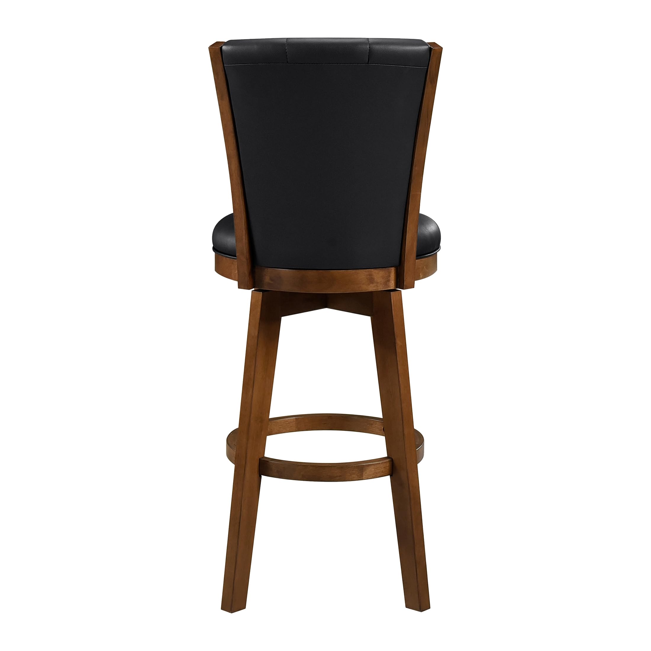 Lexicon Swivel Bar Stools Set of 2, Bar Height Stools for Kitchen Island, Kitchen Stools with Backs, Chestnut Finish and Black Faux Leather Cushion Seat - Image 7